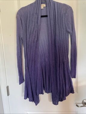 Purple ombre Open-Front Ribbed Cardigan Sweater - Lightweight